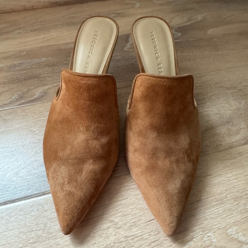 Veronica Beard suede mules with kitten heel